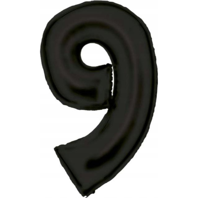 Lustre Szám Fólia Lufi - 9-es, 86 cm, Fekete (9917311)