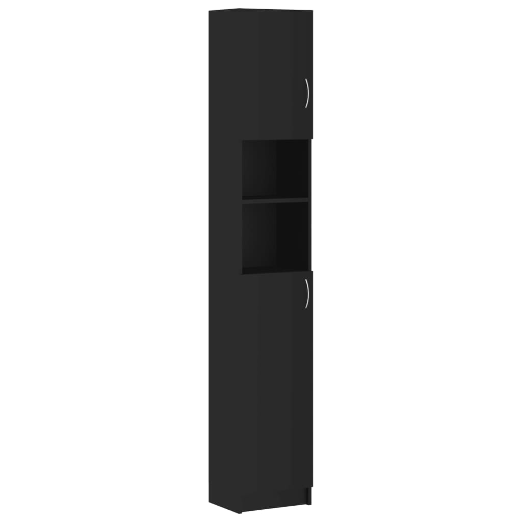 fekete forgácslap fürdőszobaszekrény 32 x 25,5 x 190 cm (802877)
