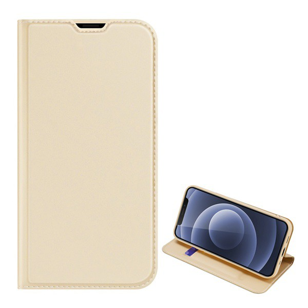 DUX DUCIS SKIN PRO tok álló, bőr hatású (FLIP, oldalra nyíló, bankkártya tartó, asztali tartó funkció) ARANY [Apple iPhone 13 mini] (5996591097749)