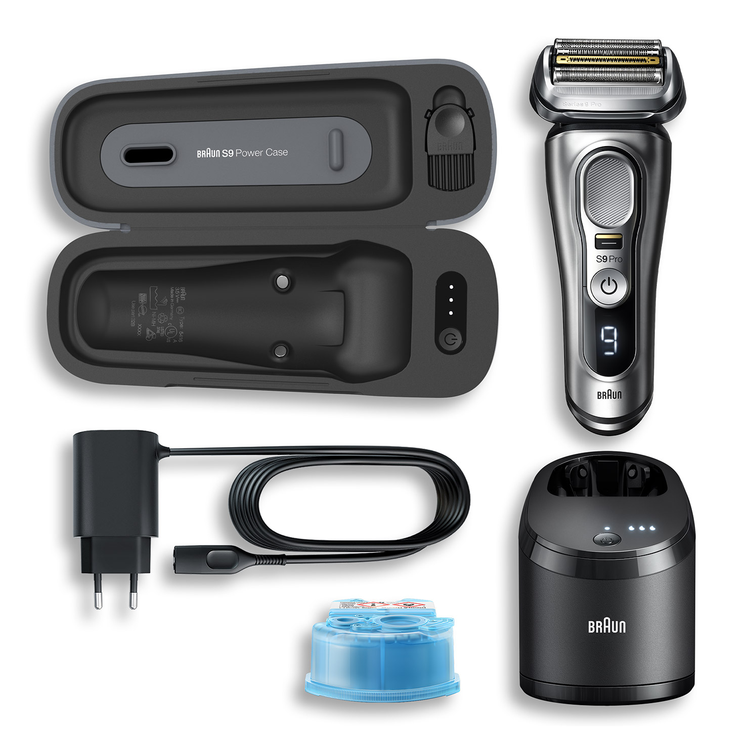 Braun Series 9 Pro 9477CC pánsky holiaci strojček Planžetový holiaci strojček Zastrihávač Čierna, Strieborná