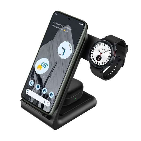 Crong PowerSpot Pivot Stand - 3v1 pro iPhone/Android/Galaxy Watch/sluchátka
