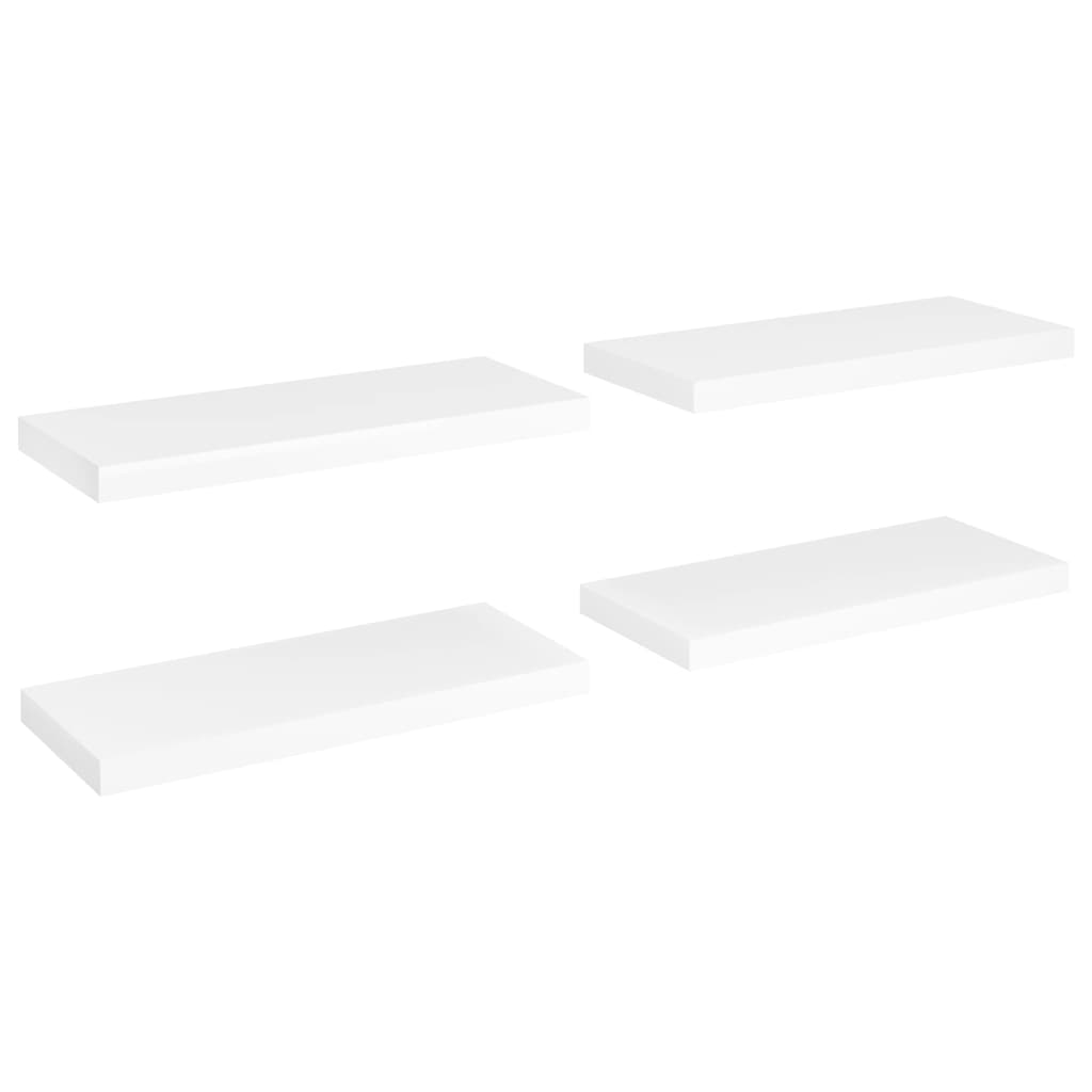 4 db fehér MDF fali polc 60 x 23,5 x 3,8 cm (323813)