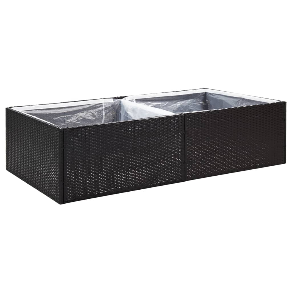 fekete polyrattan kerti ültetőláda 157 x 80 x 40 cm (319172)