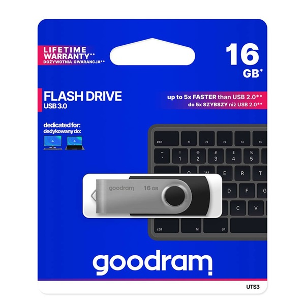 Goodram UTS3 USB-nøgle 16 GB USB Type-A 3.2 Gen 1 (3.1 Gen 1) Sort