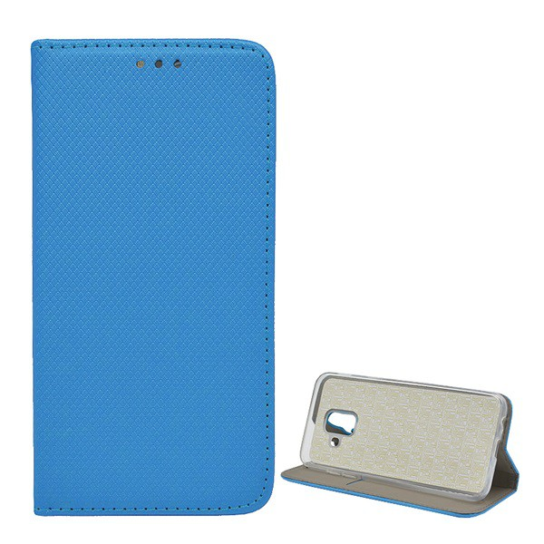 Tok álló, bőr hatású (FLIP, oldalra nyíló, asztali tartó funkció, rombusz minta) VILÁGOSKÉK [Samsung Galaxy A6 (2018) SM-A600F] (5996457798711)