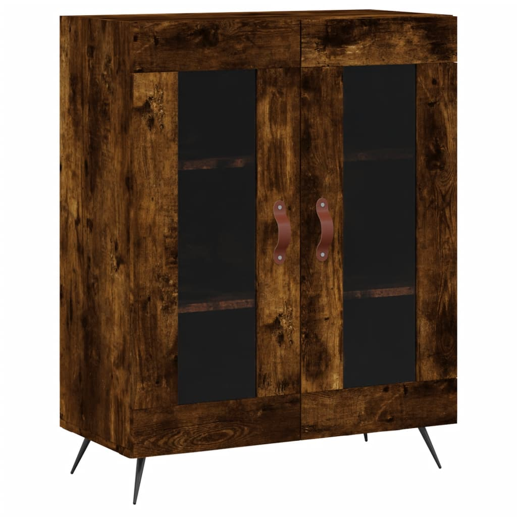 füstös tölgyszínű szerelt fa tálalószekrény 69,5 x 34 x 90 cm (827761)