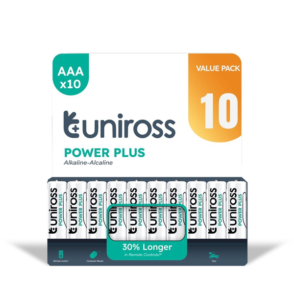 Uniross 1,5V LR03/AAA/mikro tartós alkáli elem POWER PLUS 10db/csomag (UPPAAAPK10A)