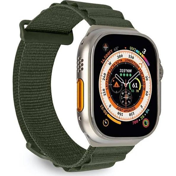Puro Apple Watch 42/44/45/49mm Szövet Okosóra Szíj - Zöld (PUR693)