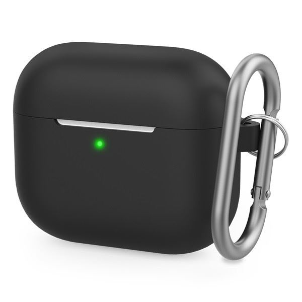 Phoner Simple Apple Airpods 3 szilikon tok akasztóval fekete (PN-CP-148-BK-FHD) (PNCP148BKFHD)