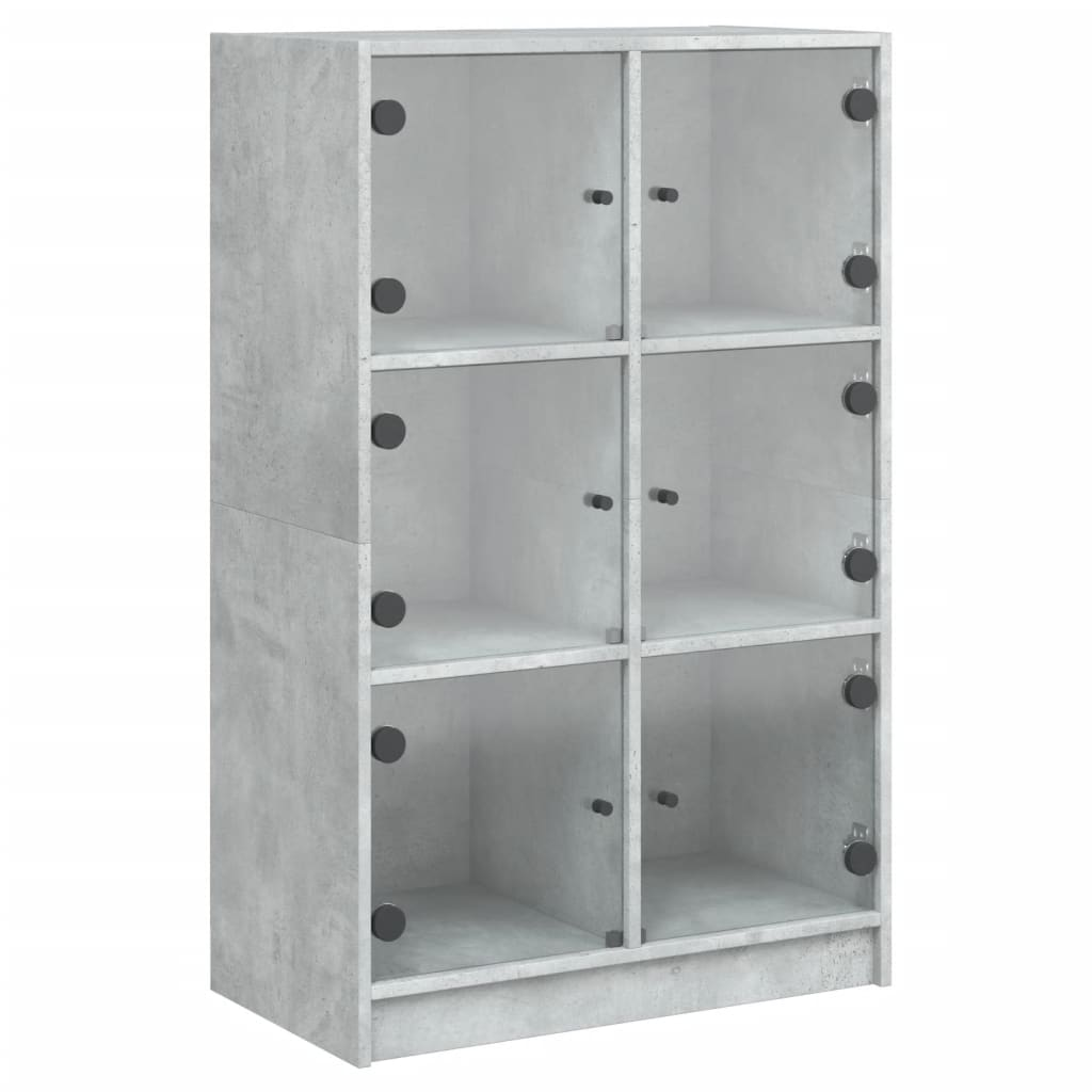 betonszürke szerelt fa magasszekrény ajtókkal 68 x 37 x 109 cm (3295853)