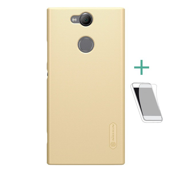 NILLKIN SUPER FROSTED műanyag telefonvédő (gumírozott, érdes felület + képernyővédő fólia) ARANY [Sony Xperia XA2 (H4113)] (5996457756148)