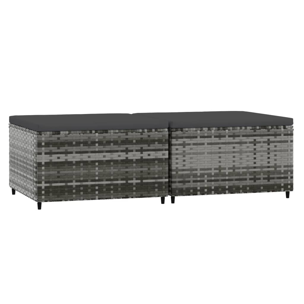 2 db szürke polyrattan kerti lábtartó párnával (319773)