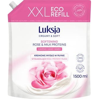 Luksja Luksja Creamy & Soft Kremowe mydło w płynie Róża i Proteiny mleka 1500 ml opakowanie uzupełniające