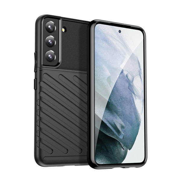Szilikon telefonvédő (közepesen ütésálló, csíkos, dombor minta) FEKETE [Samsung Galaxy S22 Plus 5G (SM-S906)] (5996591119656)