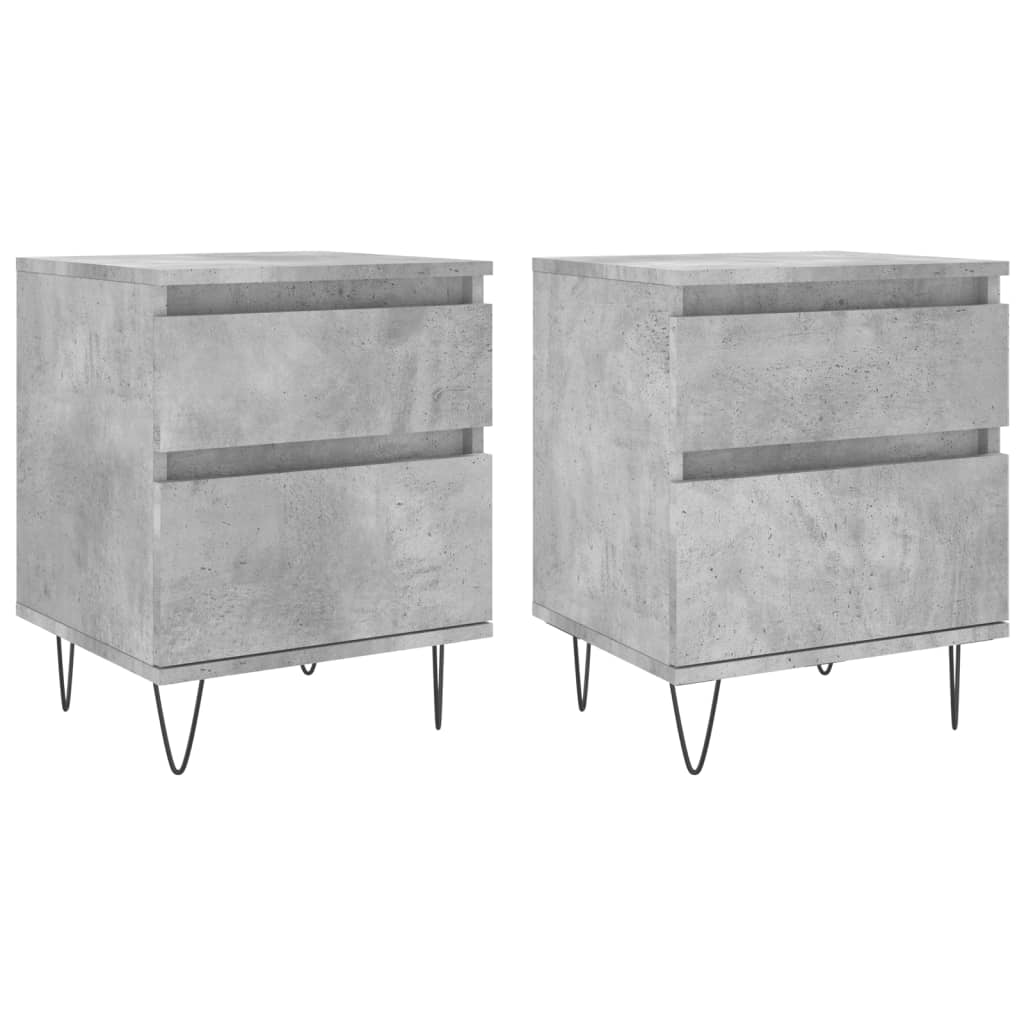2 db betonszürke szerelt fa éjjeliszekrény 40 x 35 x 50 cm (830677)