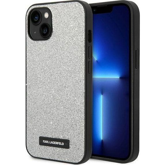 Karl Lagerfeld Glitter Plaque Apple iPhone 14 Plus hátlap tok, ezüst (KLD1124)