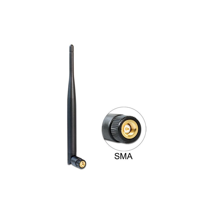 Delock WLAN Antenna 802.11 ac/a/b/g/n SMA 4 - 5 dBi omnidirectional joint black (89438)