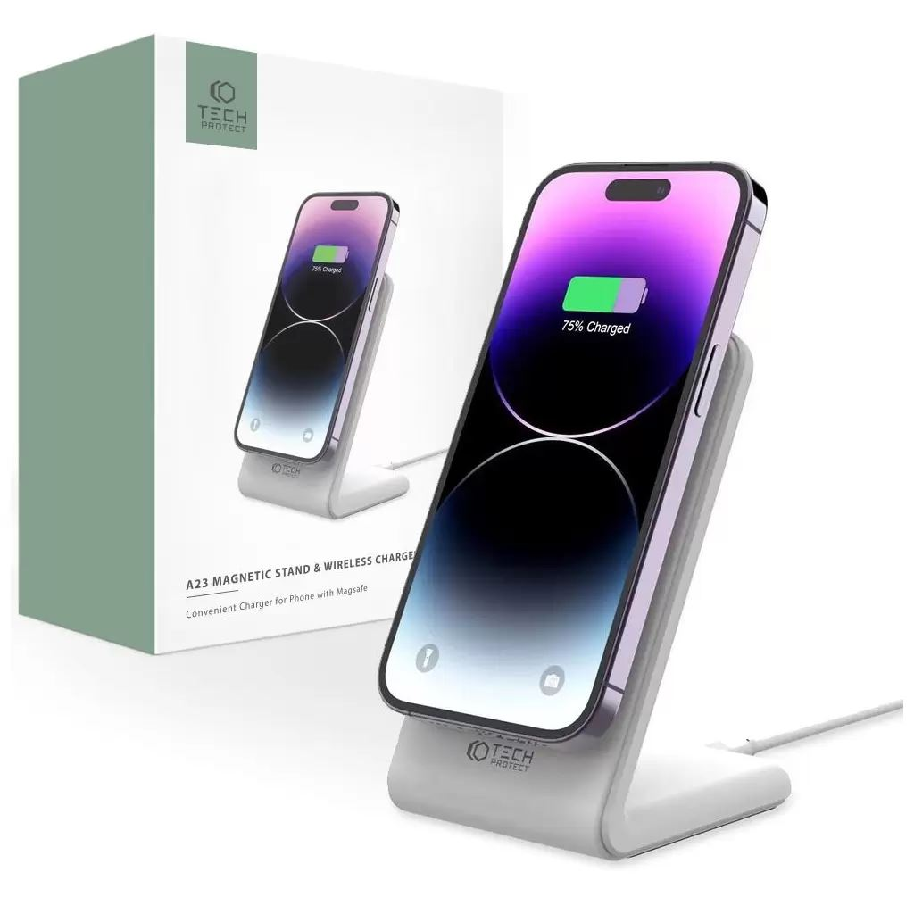 Tech-Protect QI15W-A23 MagSafe QI vezeték nélküli töltőállvány fehér (128312) (t128312)