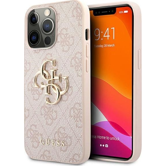Guess PU 4G Metal Logo Apple iPhone 13 Pro Max hátlap tok, rózsaszín