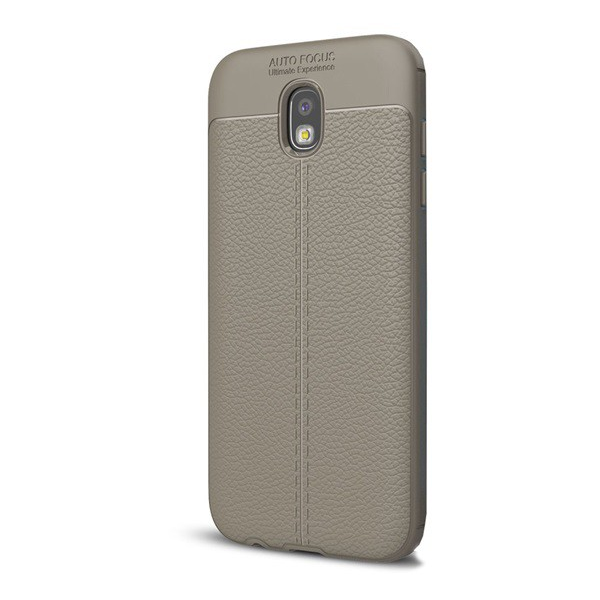 Szilikon telefonvédő (közepesen ütésálló, bőr hatású, varrás minta) SZÜRKE [Samsung Galaxy J5 (2017) SM-J530 EU] (5996457736621)