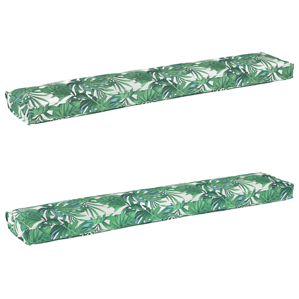 Cojines Para Palets  Para Banco 2 Pcs Patrón De Hojas 200x40x8 Cm Tela Oxford V7720 Unico / Verde