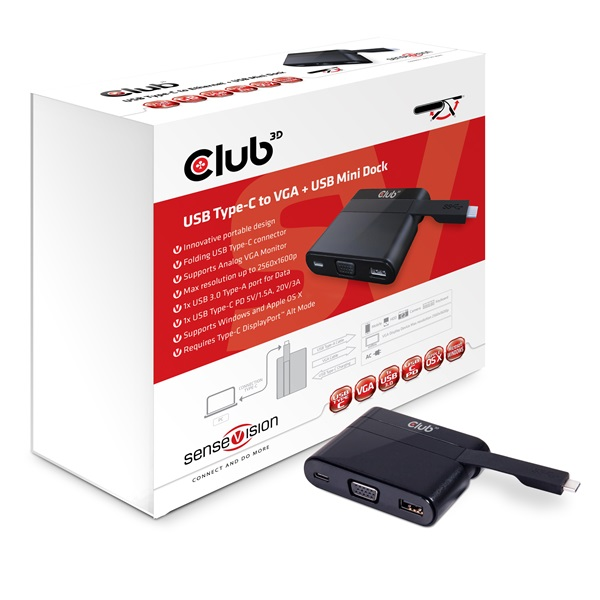 CLUB3D CSV-1532 laptop dock & poortreplicator Bedraad USB 3.2 Gen 1 (3.1 Gen 1) Type-C Zwart