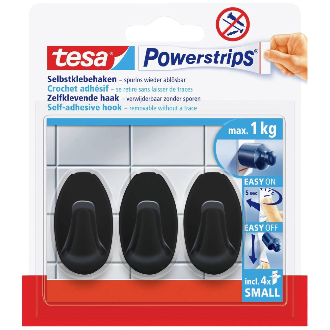Tesa Powerstrips öntapadó kampó fekete (58275-00000-20) (58275-00000-20)