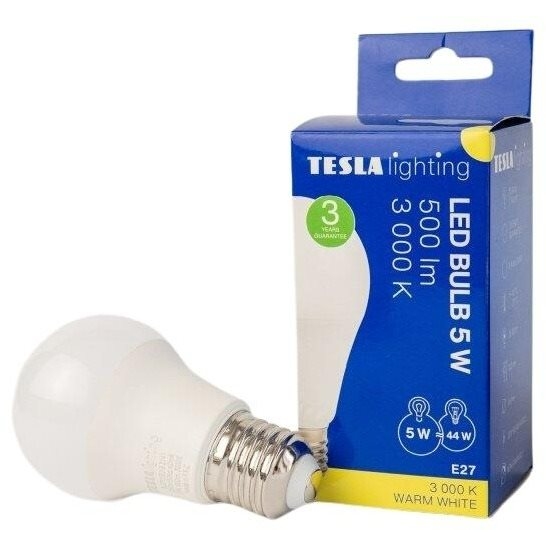 Tesla - LED izzó BULB, E27, 5W, 230V, 500lm, 25 000h, 3000K meleg fehér, 220° (BL270530-8)