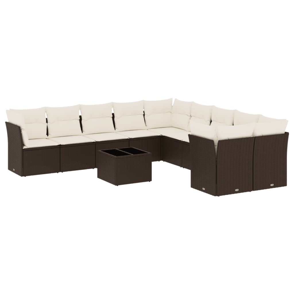 11 részes barna polyrattan kerti ülőgarnitúra párnákkal (3250092)