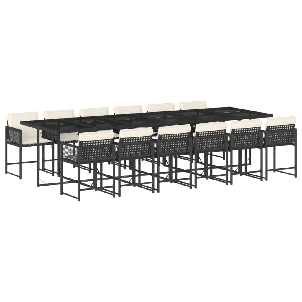 13 részes fekete polyrattan kerti ülőgarnitúra párnákkal (3211482)