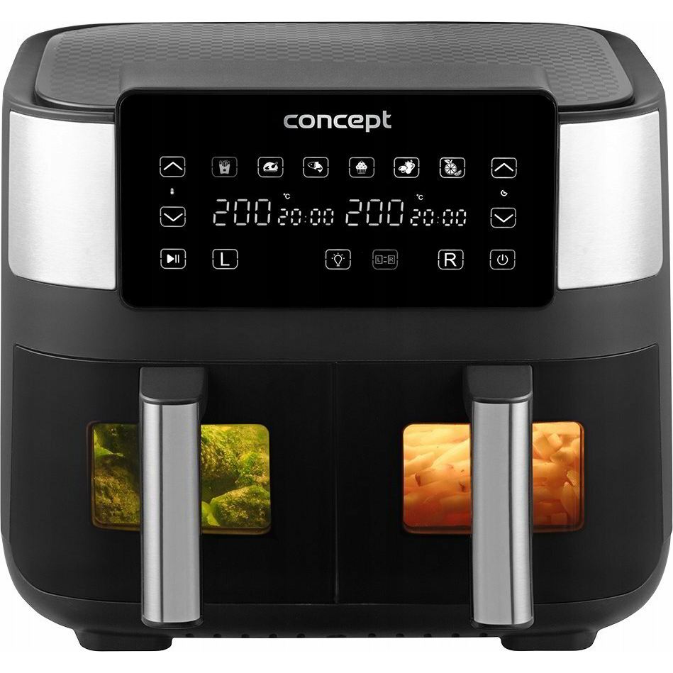 Concept FR8000 AirFryer Forrólevegős sütő 8L 2800 Watt - Fekete / Ezüst (FR8000)