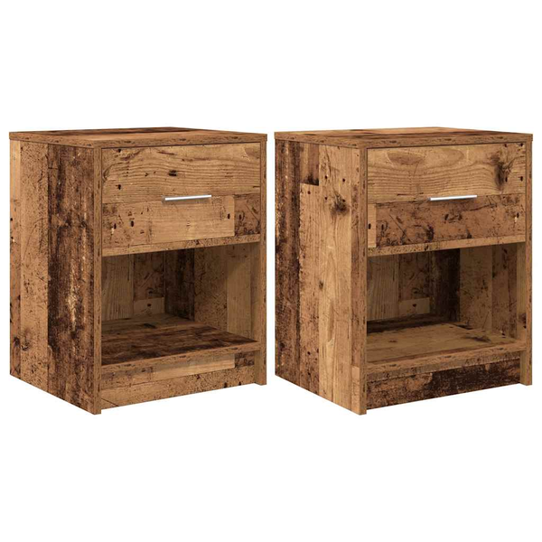 2 db antik fa színű éjjeliszekrény fiókkal 40x34x50 cm