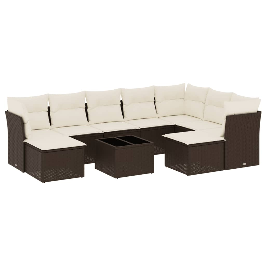 10 részes barna polyrattan kerti ülőgarnitúra párnákkal (3250422)