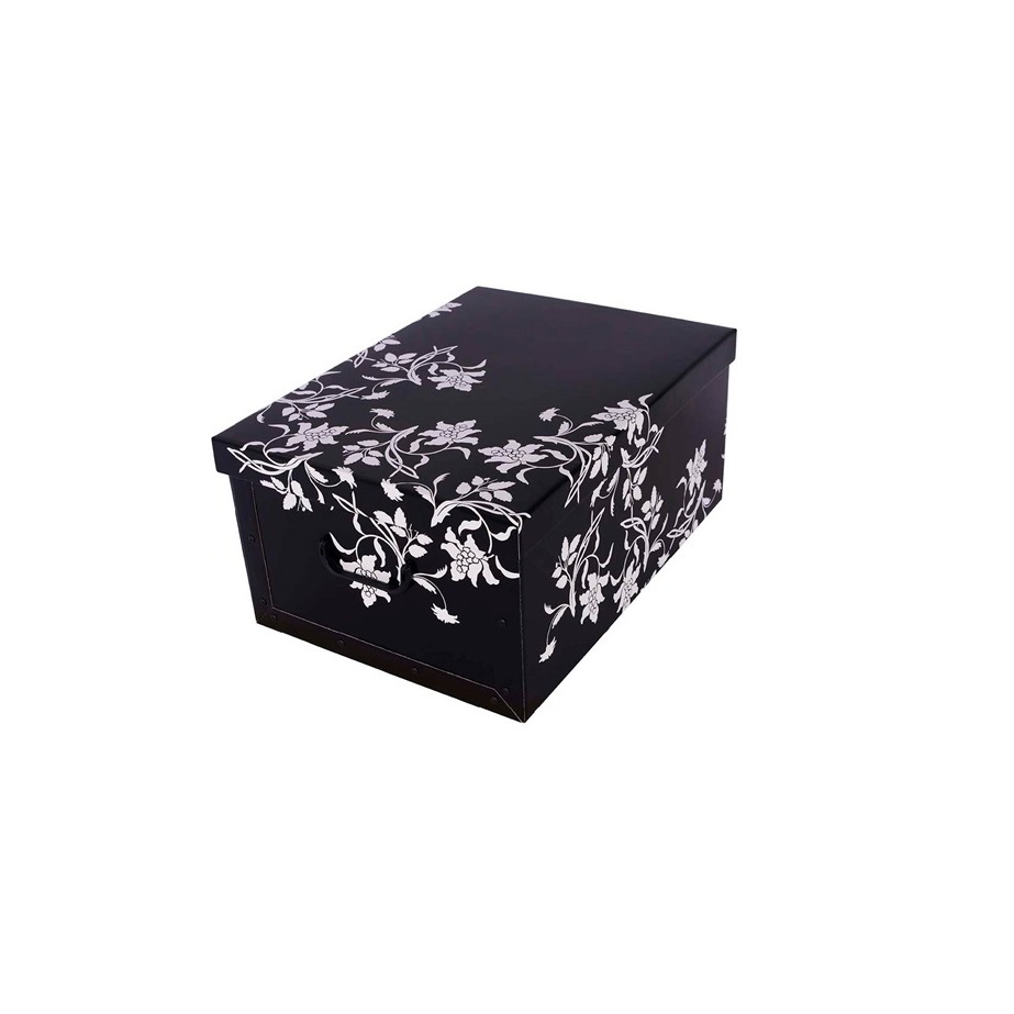 Miss Space Maxi Karton Tárolódoboz 45L - Fekete barokk virágok minta (P0160-6066)