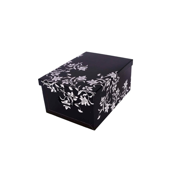 Miss Space Maxi Karton Tárolódoboz 45L - Fekete barokk virágok minta