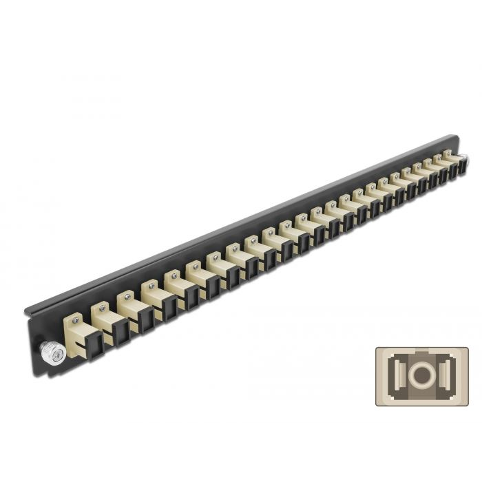 Delock 19” kötő doboz első panele 24 porttal SC Simplex fekete-bézs (43353) (delock43353)