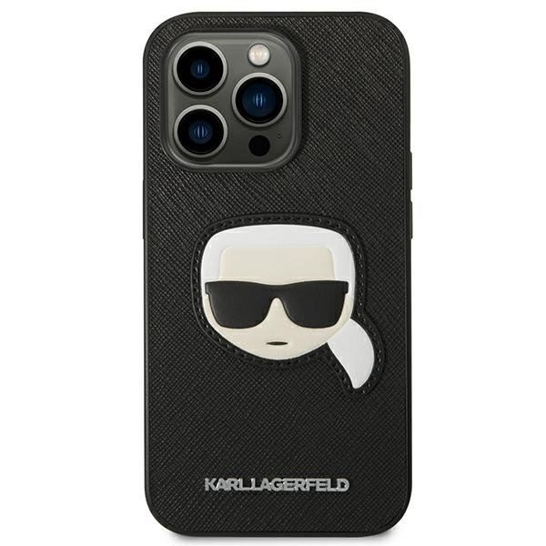 Karl Lagerfeld Saffiano Karl`s Head Patch Apple iPhone 14 Pro tok fekete (KLHCP14LSAPKHK) (KLHCP14LSAPKHK)