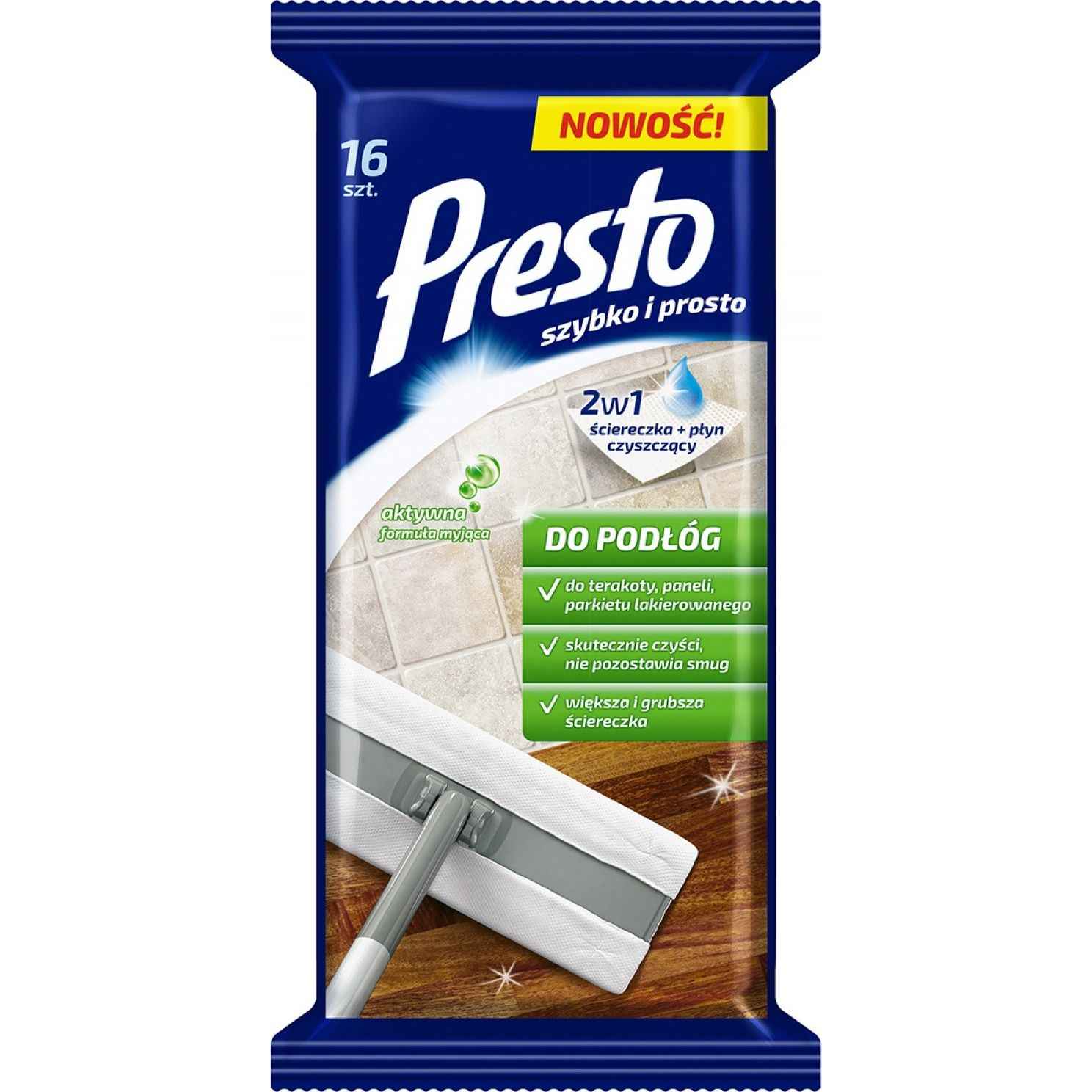 PRESTO Padló tisztító törlőkendő 16 db (5900095016823)