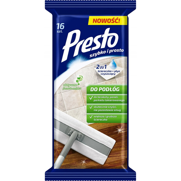  Presto 2w1 Ściereczka + Płyn czyszczący do podłóg 16 szt.