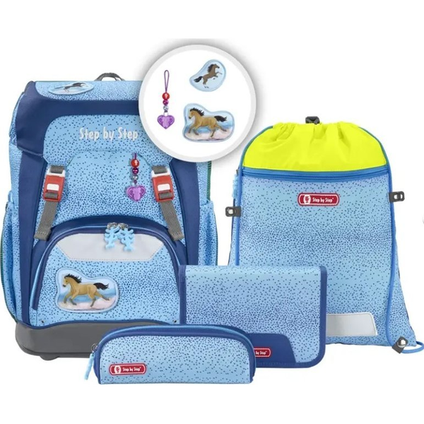 Mochila Escolar Grado Conjunto 5 Piezas Caballo Salvaje Stepbystep