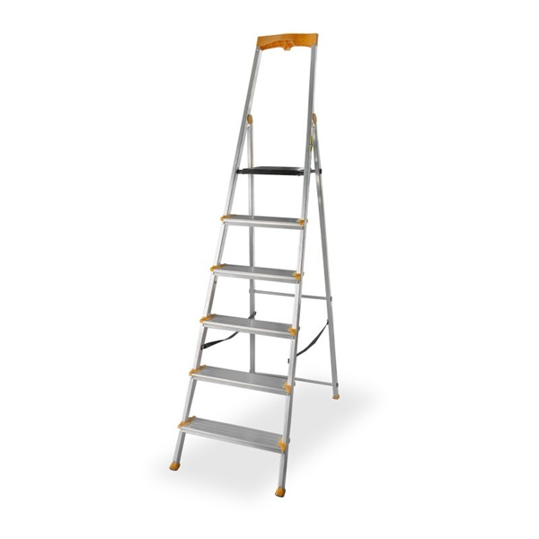 DRABEST MAX 6 (5+1) lépcsős alumínium létra, összecsukható, 150 kg teherbírás (DR-AL-D6-MAX)