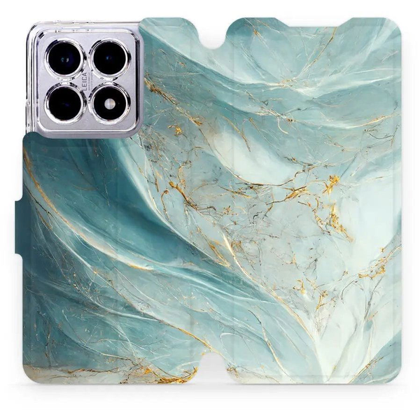 Mobiwear Xiaomi 14T Pro flip tok - zöldes márvány