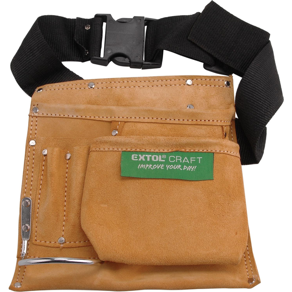 EXTOL CRAFT bőr szerszámöv, 3 zsebbel