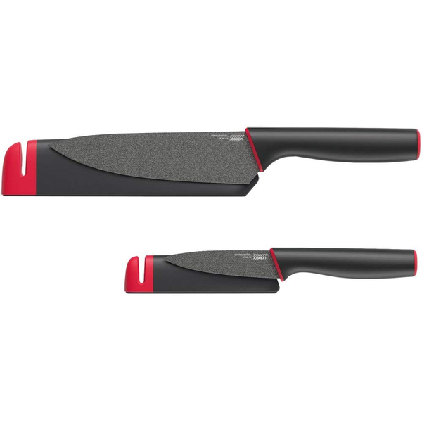Juego De 2 Cuchillos Joseph Joseph Slice&sharpen, Cuchillos Con Fundas De Afilado, Negros.