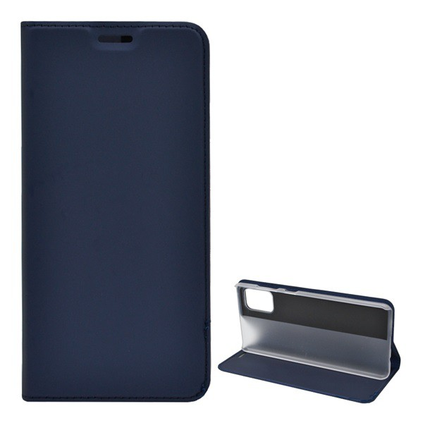 Tok álló, bőr hatású (FLIP, oldalra nyíló, asztali tartó funkció) SÖTÉTKÉK [Samsung Galaxy A31 (SM-A315F)] (5996591009230)
