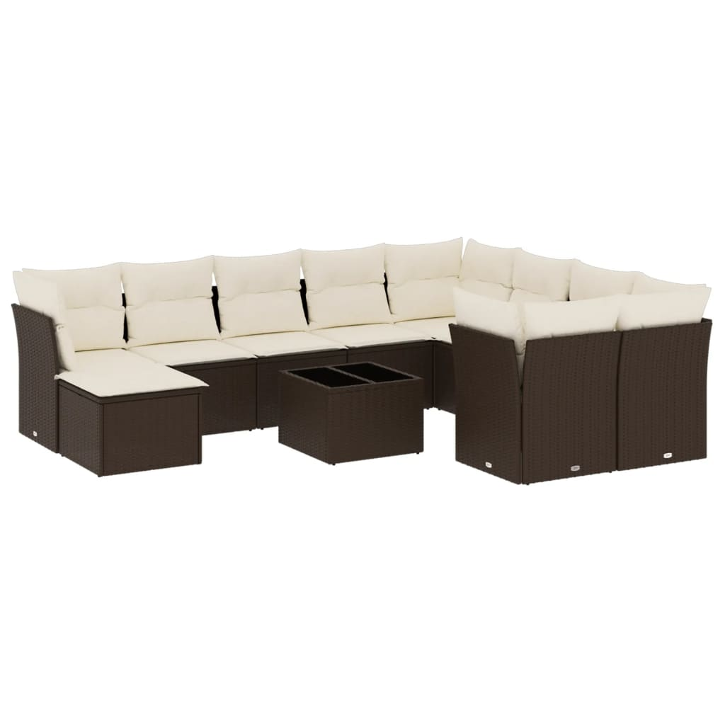 11 részes barna polyrattan kerti ülőgarnitúra párnákkal (3218603)