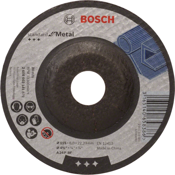 Schruppscheibe Standard for Metal, Ø 115mm (Bohrung 22,23mm,  A 24 P BF, gekröpft)