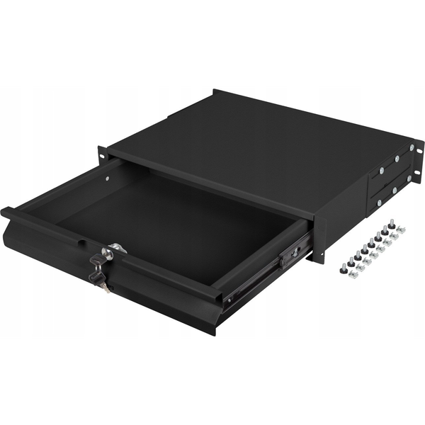 Lanberg 19" fiók 2U/483x360mm 90kg maximum terhelhetőség, 4-pontos szerelés, fekete