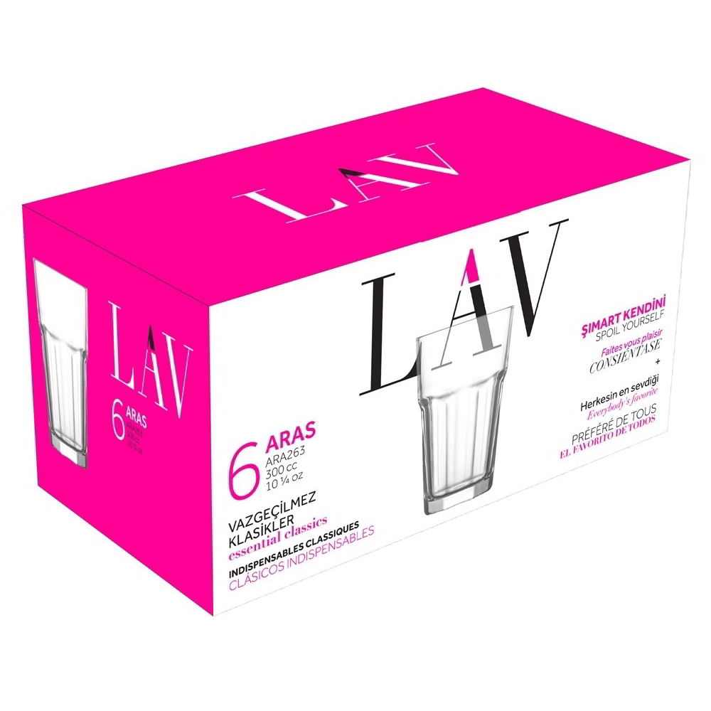 LAV Aras Long Drink 300ml Koktélos üveg pohár szett 6 darabos (LV-ARA263F)