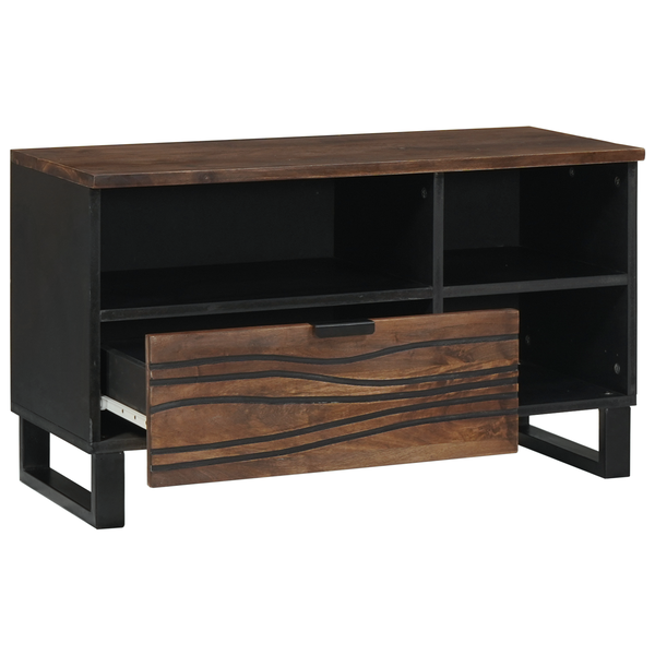 TV Szekrény 80x33.5x46 cm Tömör Fa Mangó és Műanyag Fa